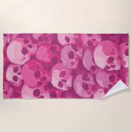 Toalla De Playa Pink Skull Pattern Pop Art Illustration