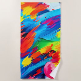 Toalla De Playa Pintado alegre de explosión de color