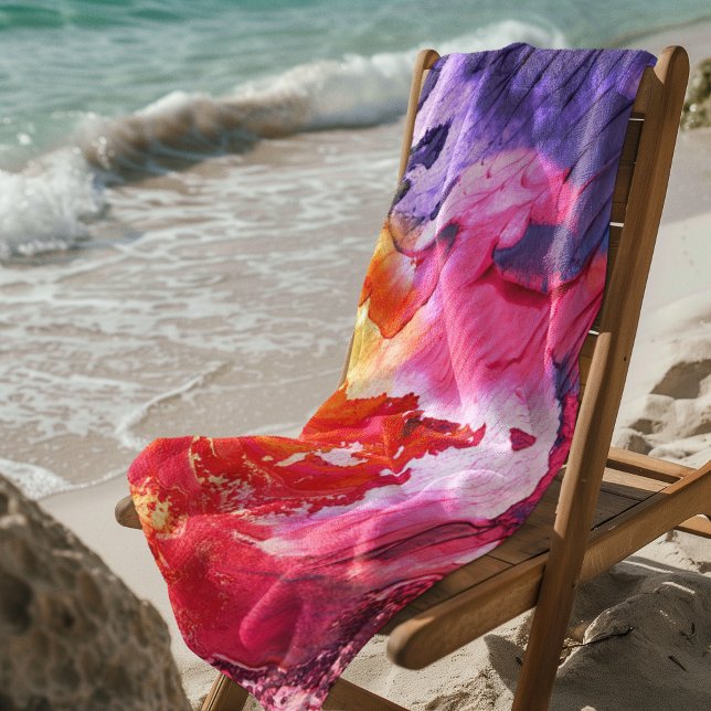 Toalla De Playa Pintura abstracta colorida moderna (Neon of Red, Pink, Orange Green Beach Towel Cover)