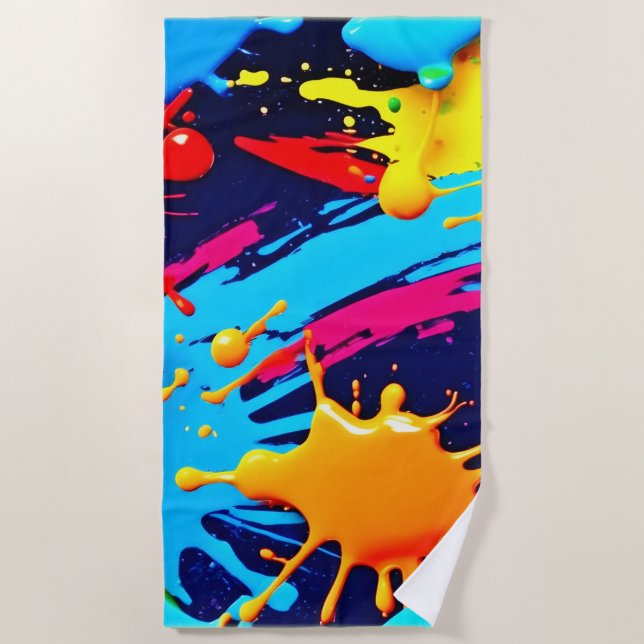 Toalla De Playa Pintura animada de neón en expresión fluida (Anverso)