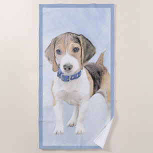 Toalla De Playa Pintura Beagle - Arte Perro Original Cuto