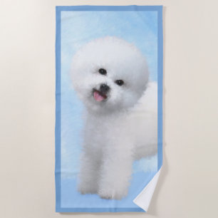 Toalla De Playa Pintura de Bichon Frise - Arte de Perro Original.