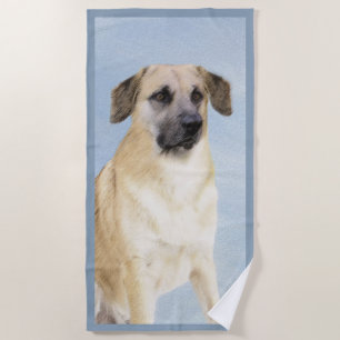 Toalla De Playa Pintura de Chinook (Orejas caídas) - Arte Perro Or