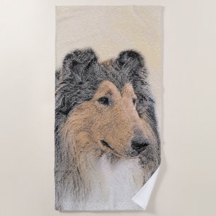 Toalla De Playa Pintura de Collie (Rough) - Arte de Perro Original