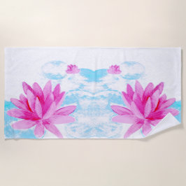 Toalla De Playa Pintura de color de agua rosa de las flores de Lot