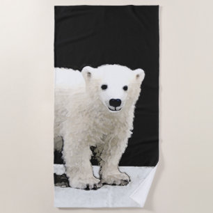 Toalla De Playa Pintura de Cubo de Oso Polar - Arte de Vida Silves