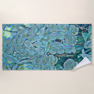 Toalla De Playa Pintura de flores de orquídea azul púrpura lindo
