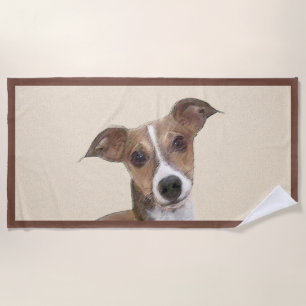 Toalla De Playa Pintura de Greyhound italiana - Arte Perro Origina