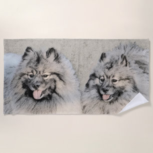 Toalla De Playa Pintura de Keeshond Brothers - Arte Perro Original