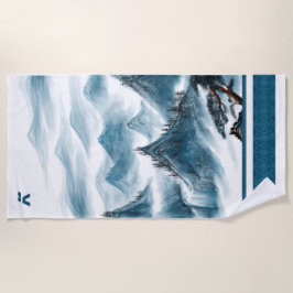 Toalla De Playa Pintura de las Montañas Chinoiserie Blue Classic