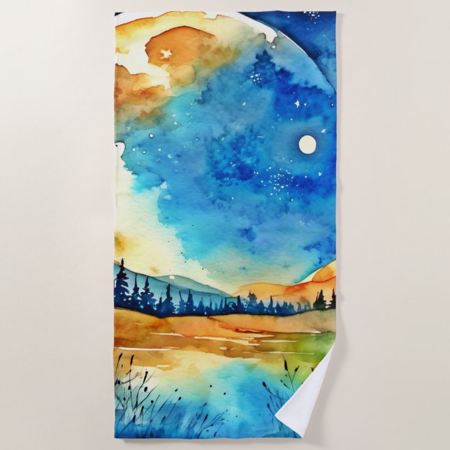 Toalla De Playa Pintura de luna llena (Anverso)
