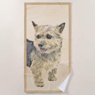 Toalla De Playa Pintura de Norwich Terrier - Arte de Perro Origina