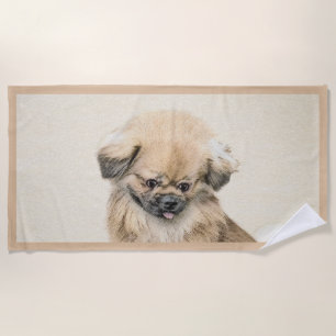 Toalla De Playa Pintura de Pekín - Arte de perro original muy lind