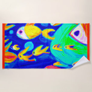 Toalla De Playa Pintura De Pescados Coloridos Y Luminosos. ¡Hazte 