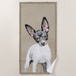 Toalla De Playa Pintura de Rat Terrier - Arte Perro Original.