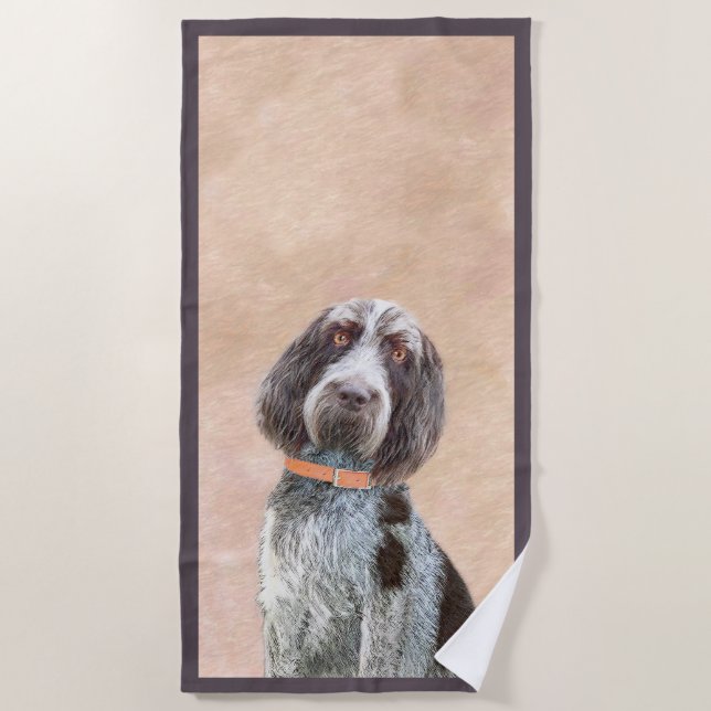 Toalla De Playa Pintura de Spinone Italiano - Arte de Perro Origin (Anverso)