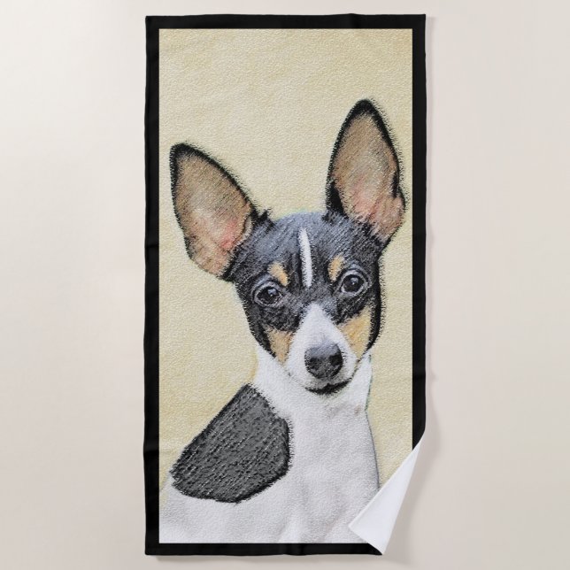 Toalla De Playa Pintura de Toy Fox Terrier - Arte de Perro Origina (Anverso)