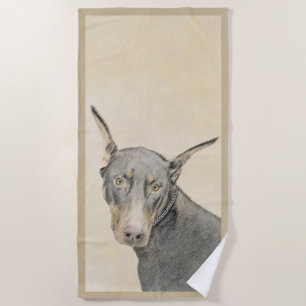 Toalla De Playa Pintura Doberman Pinscher - Original Dog Art