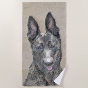 Toalla De Playa Pintura Holandesa de Pastores - Arte Perro Origina