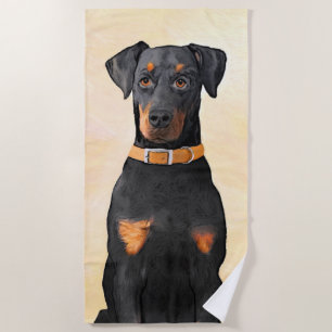 Toalla De Playa Pintura original de Doberman Pinscher sin cortar