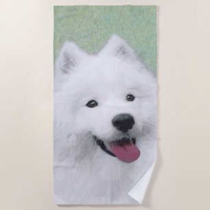 Toalla De Playa Pintura samoyada - Arte de perro original curado