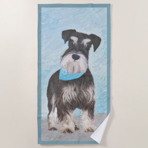 Toalla De Playa Pintura Schnauzer (en miniatura) - Perro original 
