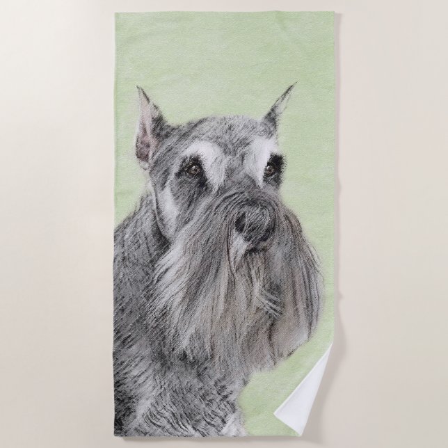 Toalla De Playa Pintura Schnauzer (gigante, estándar) - Arte de pe (Anverso)