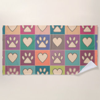 Toalla De Playa Pinturas y corazones de artesanía rural