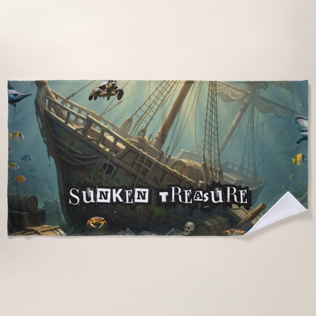 Toalla De Playa Piratas y Barcos (Anverso)