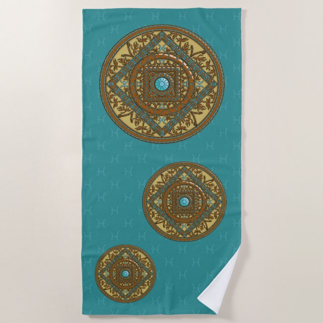 Toalla de playa Pisces Mandala (Anverso)