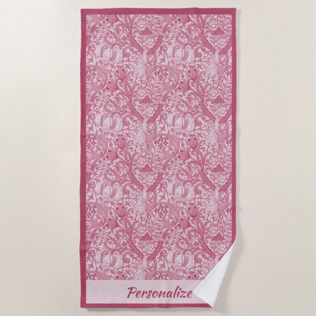 Toalla De Playa Piscina grande de diseño de Swirl Rosa bonito (Anverso)