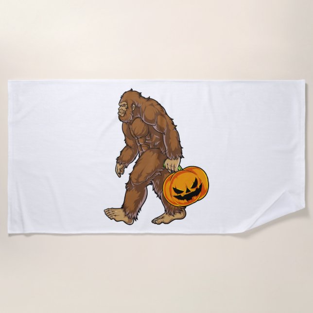 Toalla De Playa Pisos delanteros Sasquatch con camiseta de calabaz (Anverso)