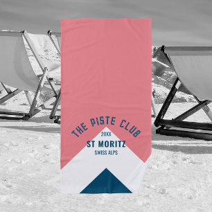Toalla De Playa Piste Club Personalizado Pink Blue Peak Ski