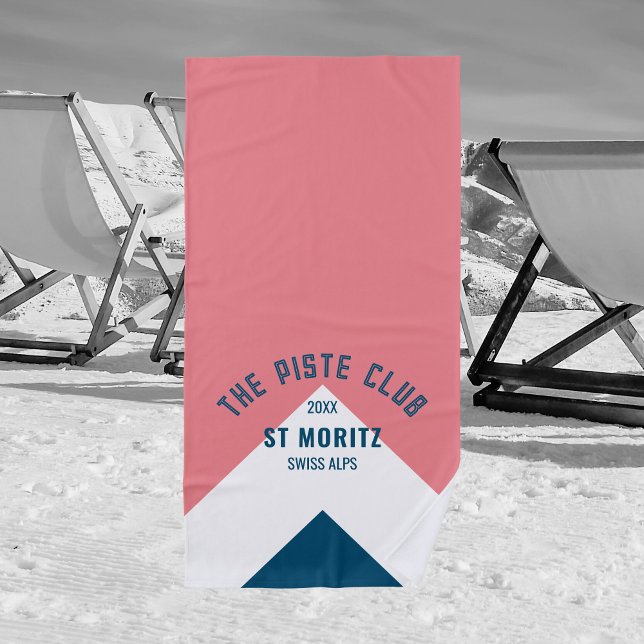 Toalla De Playa Piste Club Personalizado Pink Blue Peak Ski (Subido por el creador)