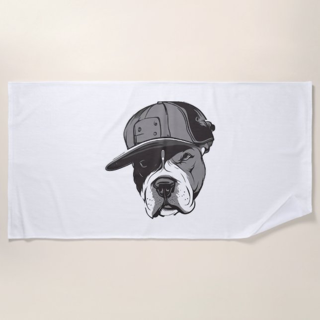 Toalla De Playa Pitbull Gangster (Anverso)