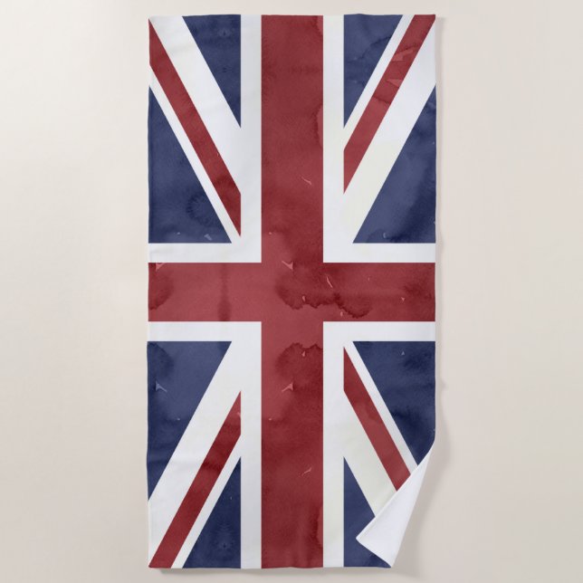 Toalla De Playa PixDezines Union Jack acuarela (Anverso)