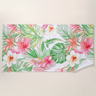 Toalla De Playa PixDezines Vintage Pastel H2 Hawái Floral Follaje