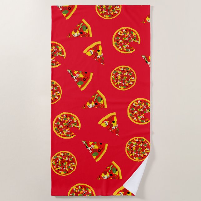Toalla De Playa Pizza Lover Fun Food Pattern (Anverso)