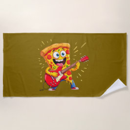 Toalla De Playa **Pizza Rock ’n’ Roll – Rebanada Divertida Tocando