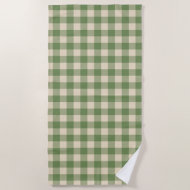 Toalla De Playa Placa de control de Gingham de aguacate Green Cott