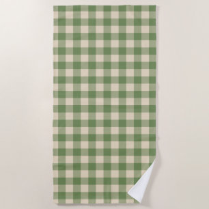 Toalla De Playa Placa de control de Gingham de aguacate Green Cott