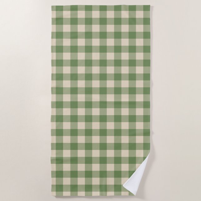 Toalla De Playa Placa de control de Gingham de aguacate Green Cott (Anverso)