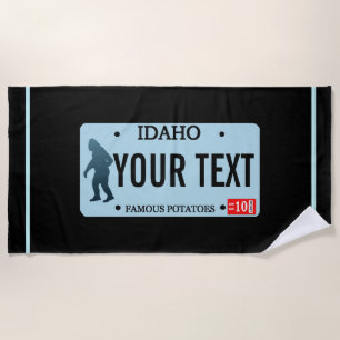 Toalla De Playa Placa de licencia de Idaho Sasquatch