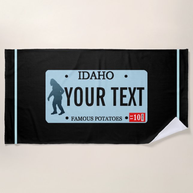 Toalla De Playa Placa de licencia de Idaho Sasquatch (Anverso)