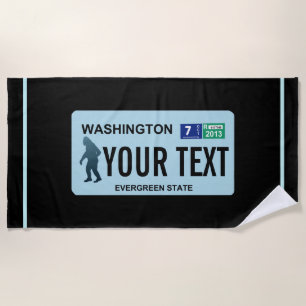 Toalla De Playa Placa de licencia de Washington Sasquatch