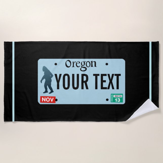 Toalla De Playa Placa de licencia Oregon Sasquatch (Anverso)
