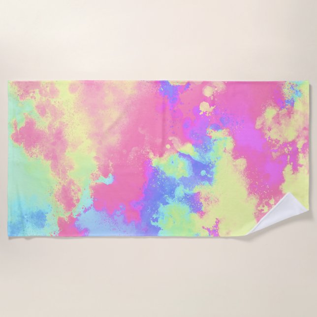 Toalla De Playa Placa de pintura arco iris (Anverso)