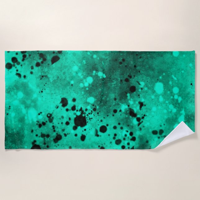 Toalla De Playa Placa de pintura verde retro (Anverso)