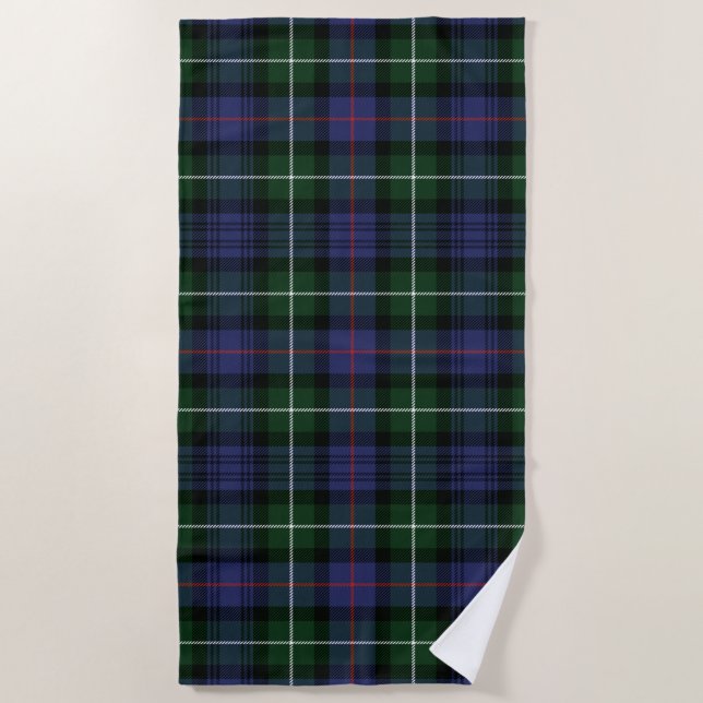 Toalla De Playa Plaid Clan MacKenzie Green Purple Check Tartan (Anverso)