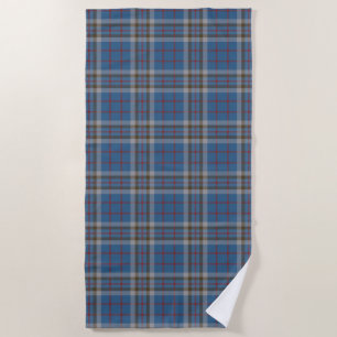 Toalla De Playa Plaid Clan Thompson Gray Blue Check Tartán